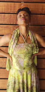 Load image into Gallery viewer, PEA GREEN Kerchief Dress Set.
