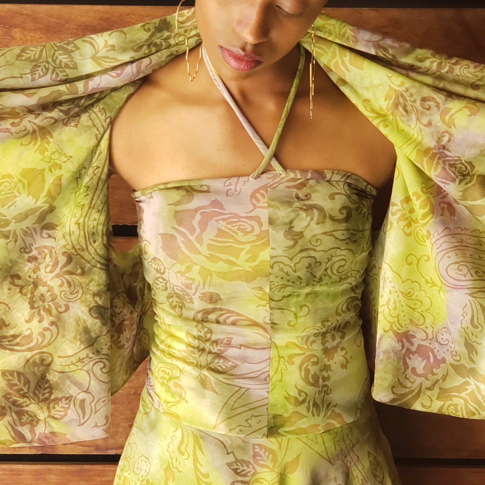 PEA GREEN Kerchief Dress Set.