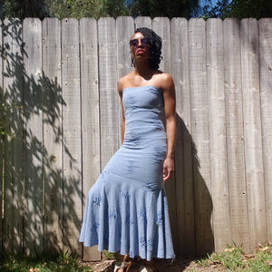 POWDER BLUE SHREDDED Mermaid Dress Set.