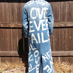 Load image into Gallery viewer, &quot;LOVE NEVER FAILS&quot; Hand Bleached Women&#39;s Denim Jacket
