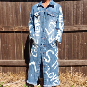 "LOVE NEVER FAILS" Hand Bleached Women's Denim Jacket