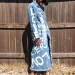 Load image into Gallery viewer, &quot;LOVE NEVER FAILS&quot; Hand Bleached Women&#39;s Denim Jacket
