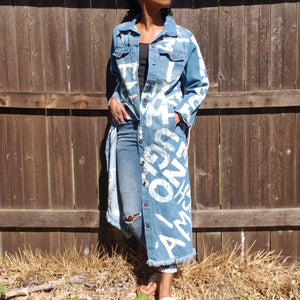 "I AM ENOUGH" Hand Bleached Women's Denim Jacket