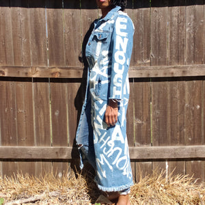 "I AM ENOUGH" Hand Bleached Women's Denim Jacket