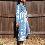 Load image into Gallery viewer, &quot;I AM ENOUGH&quot; Hand Bleached Women&#39;s Denim Jacket
