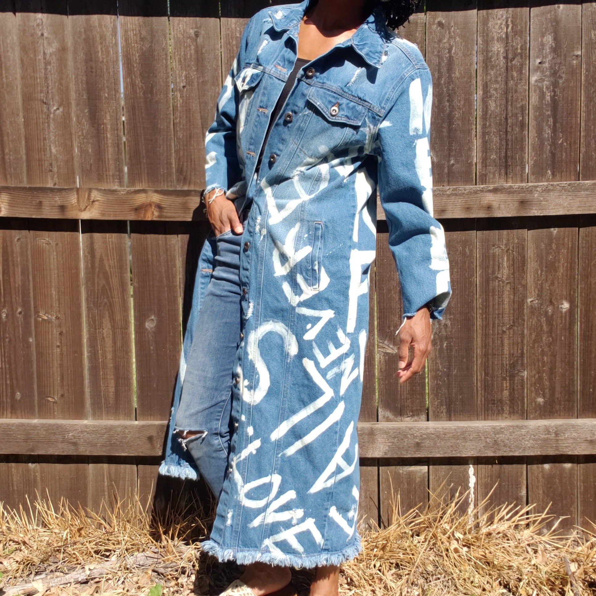"LOVE NEVER FAILS" Hand Bleached Women's Denim Jacket