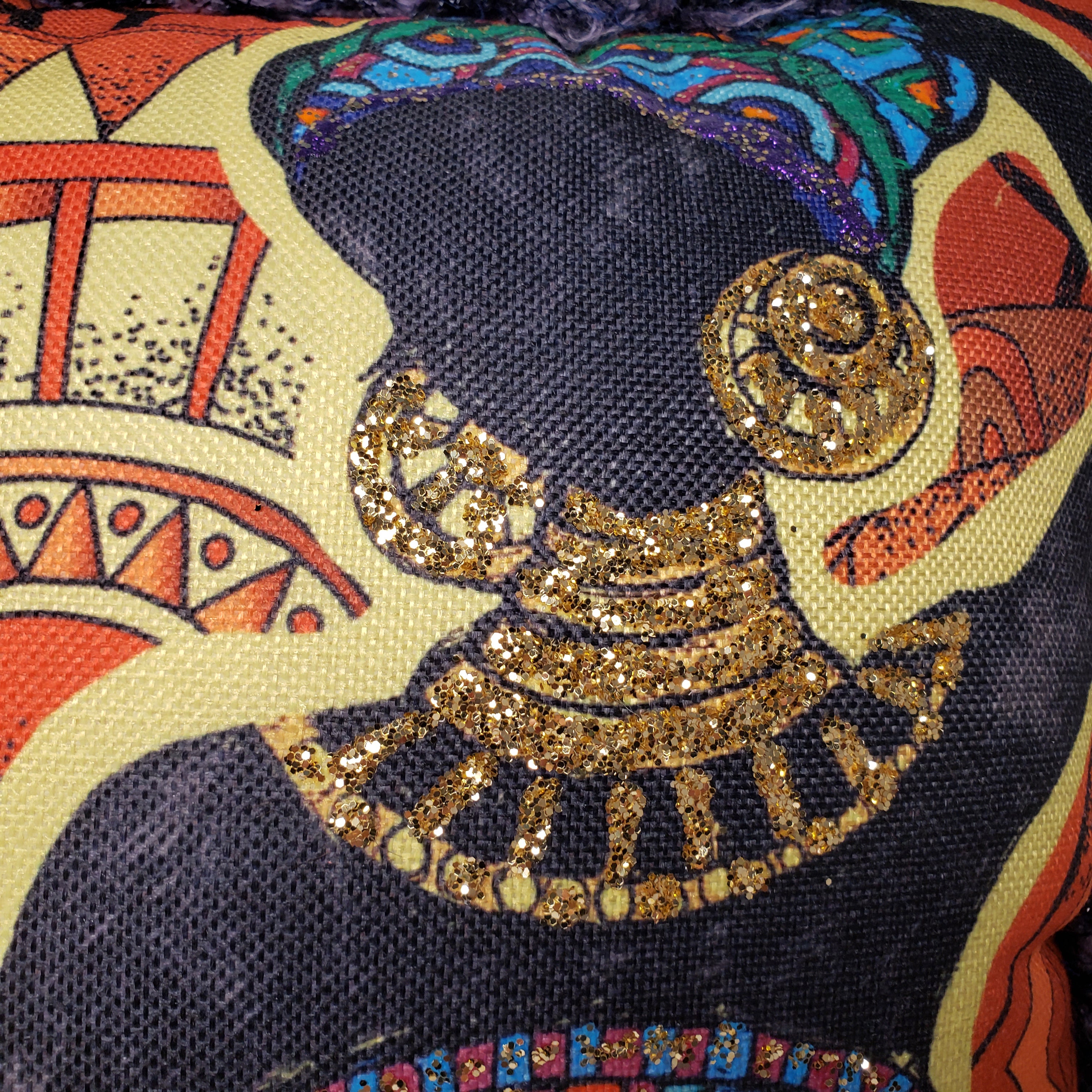 Decorative Pillow- African Woman Orange & Blue