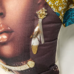 Load image into Gallery viewer, Decorative Pillow- Beautiful Woman Gold &amp; Teal Head Wrap
