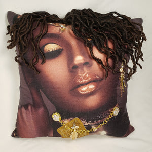 Decorative Pillow- Beautiful Woman Short Locs