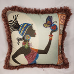 Load image into Gallery viewer, Decorative Pillow- African Woman Butterfly Design

