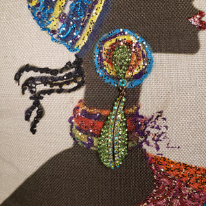 Decorative Pillow- African Woman Butterfly Design