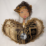 Load image into Gallery viewer, Pillow Doll- Heart Shaped Black &amp; Gold
