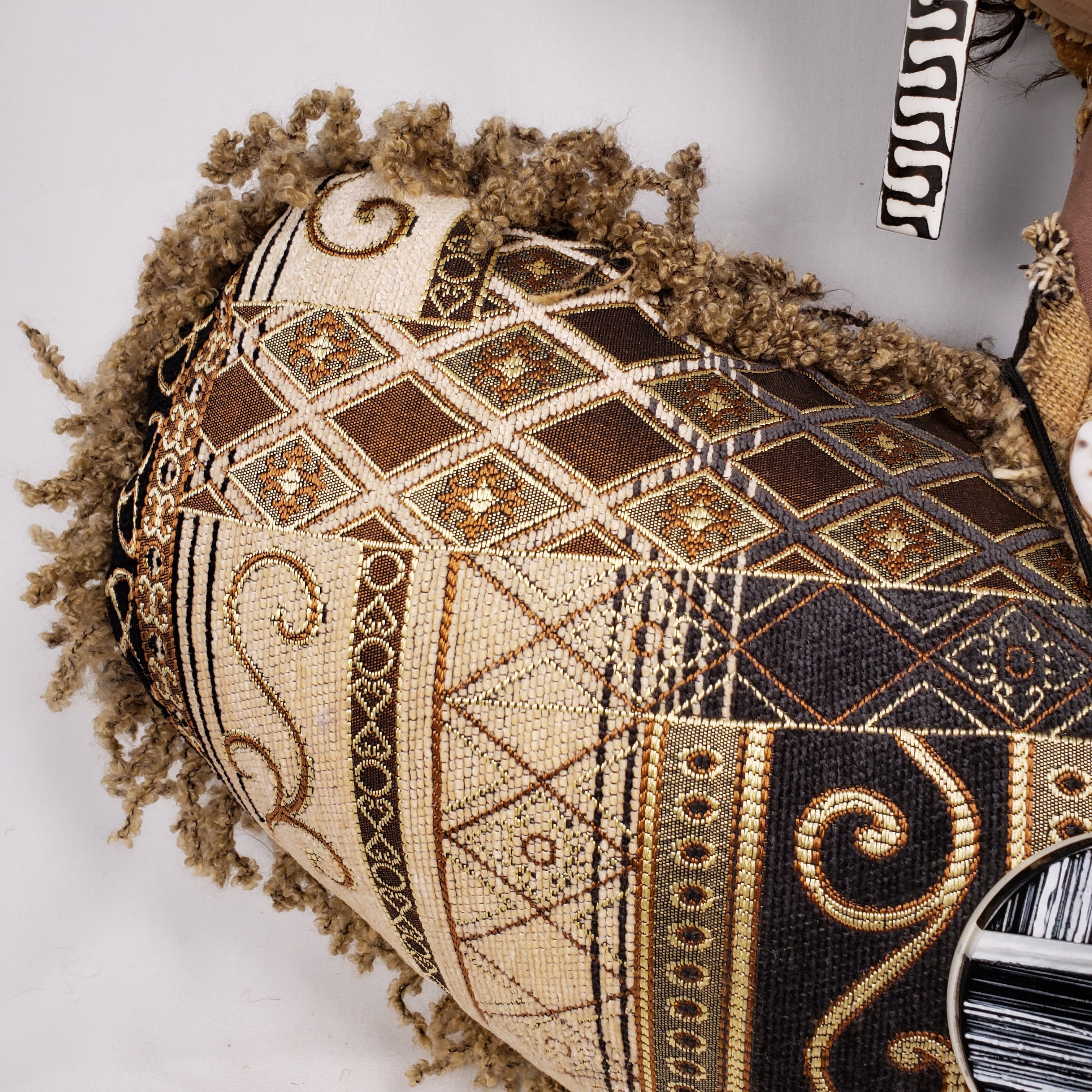 Pillow Doll- Heart Shaped Black & Gold