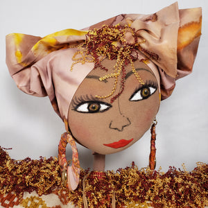Pillow Doll- Beige, Rust, Cream