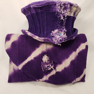 PURPLE MUDCLOTH Handmade Short Brim Hat & Handbag Set