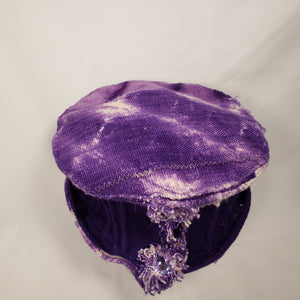 PURPLE MUDCLOTH Handmade Short Brim Hat & Handbag Set