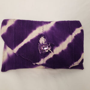 PURPLE MUDCLOTH Handmade Short Brim Hat & Handbag Set