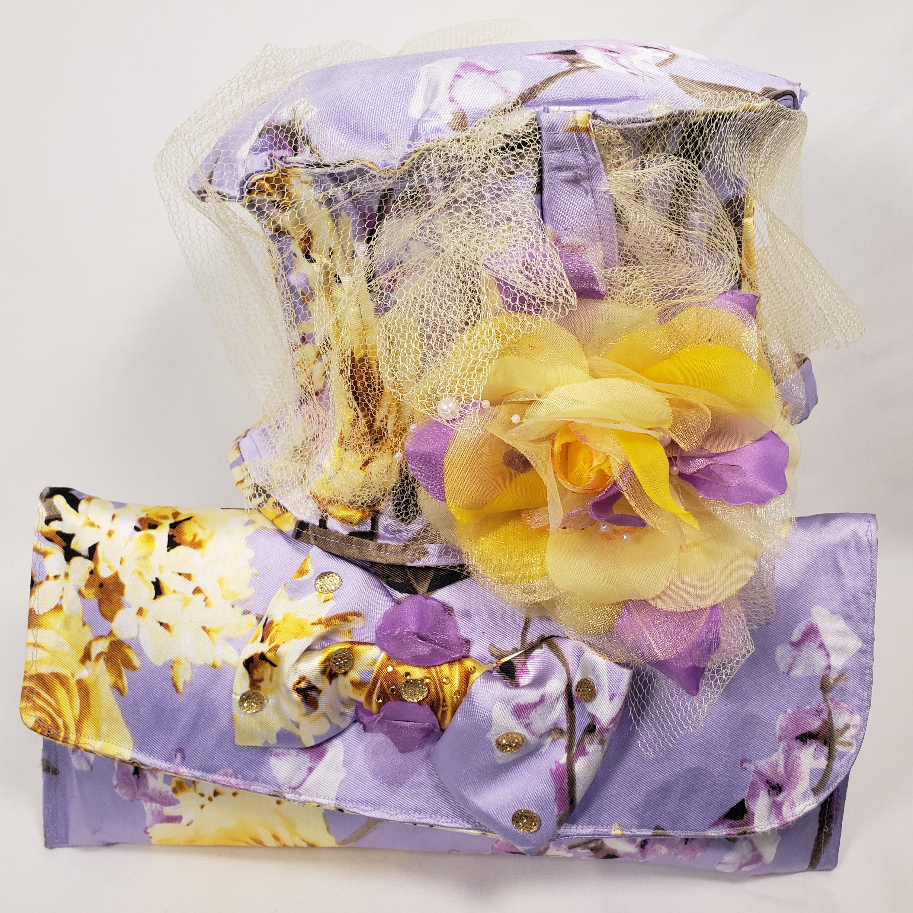 LAVENDER & CANARY Handmade Short Brim Hat & Handbag Set