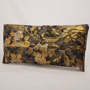 METALLIC BLACK & GOLD Brocade Short Brim Hat & Handbag Set
