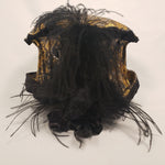 Load image into Gallery viewer, METALLIC BLACK &amp; GOLD Brocade Short Brim Hat &amp; Handbag Set
