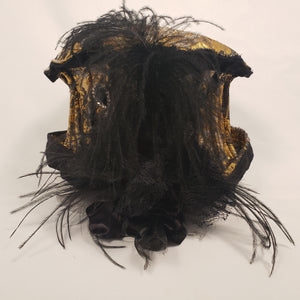 METALLIC BLACK & GOLD Brocade Short Brim Hat & Handbag Set