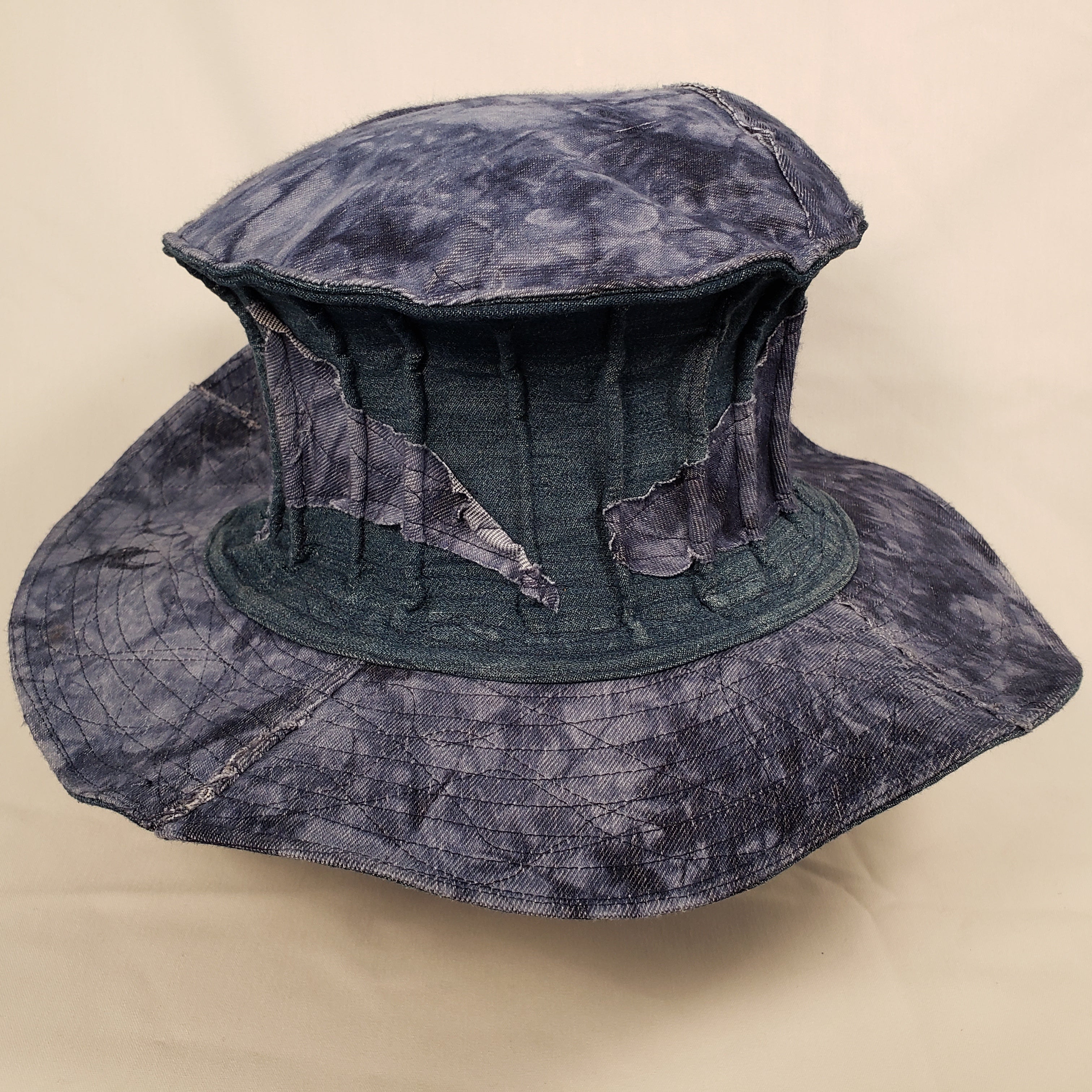 TIE-DYE DENIM Handmade Wide Brim Hat