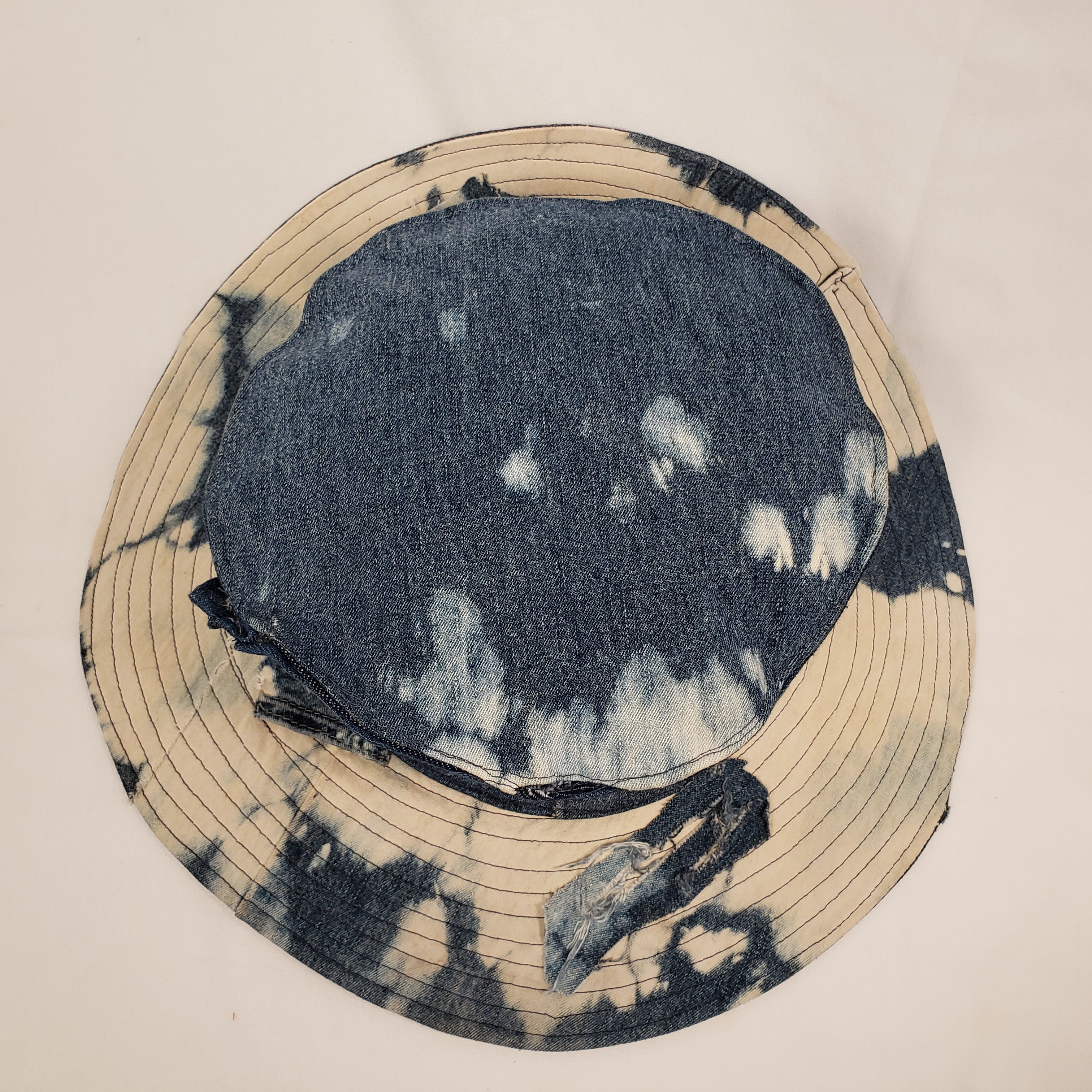 ACID WASHED DENIM Handmade Wide Brim Hat