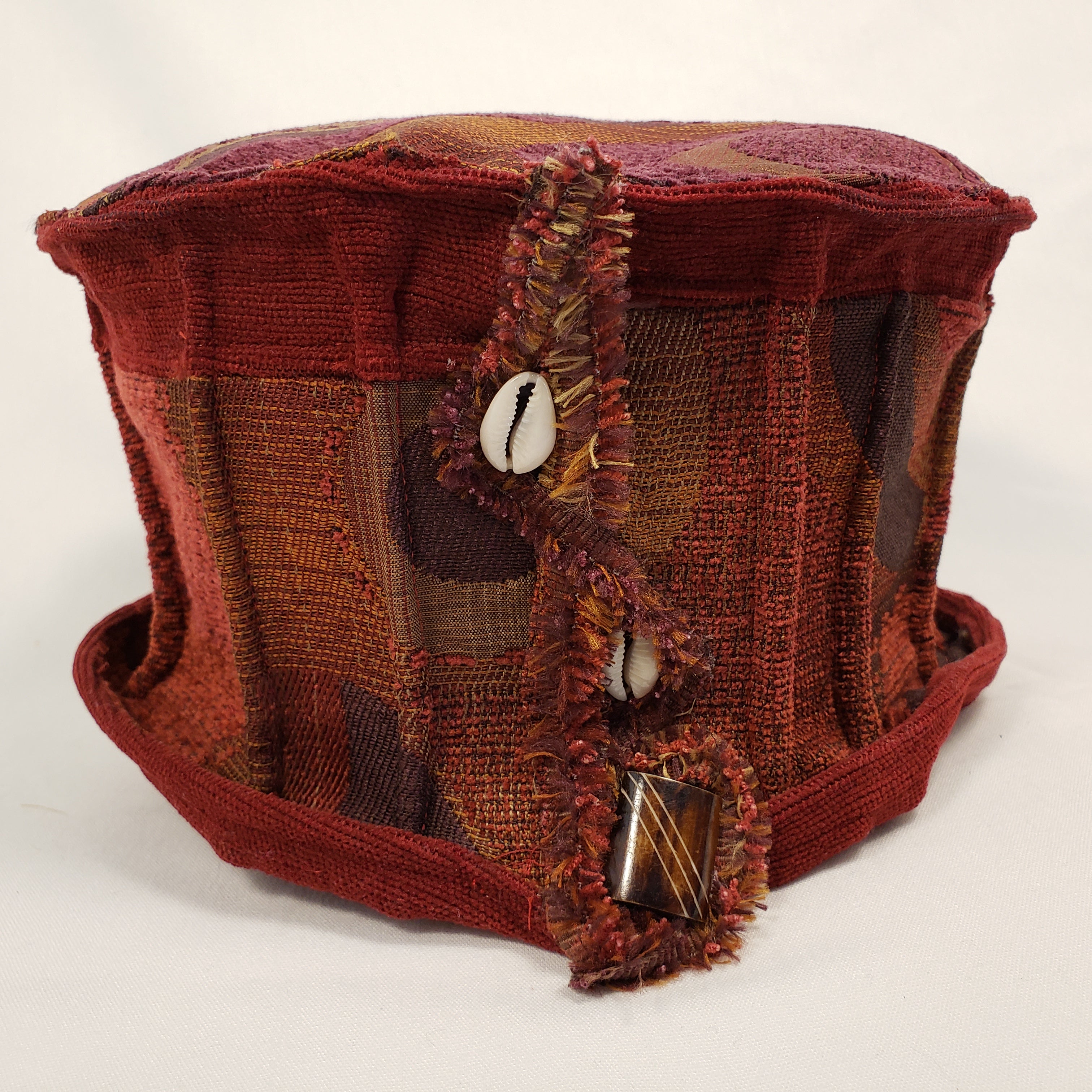CRANBERRY & PURPLE Handmade Short Brim Hat & Handbag Set