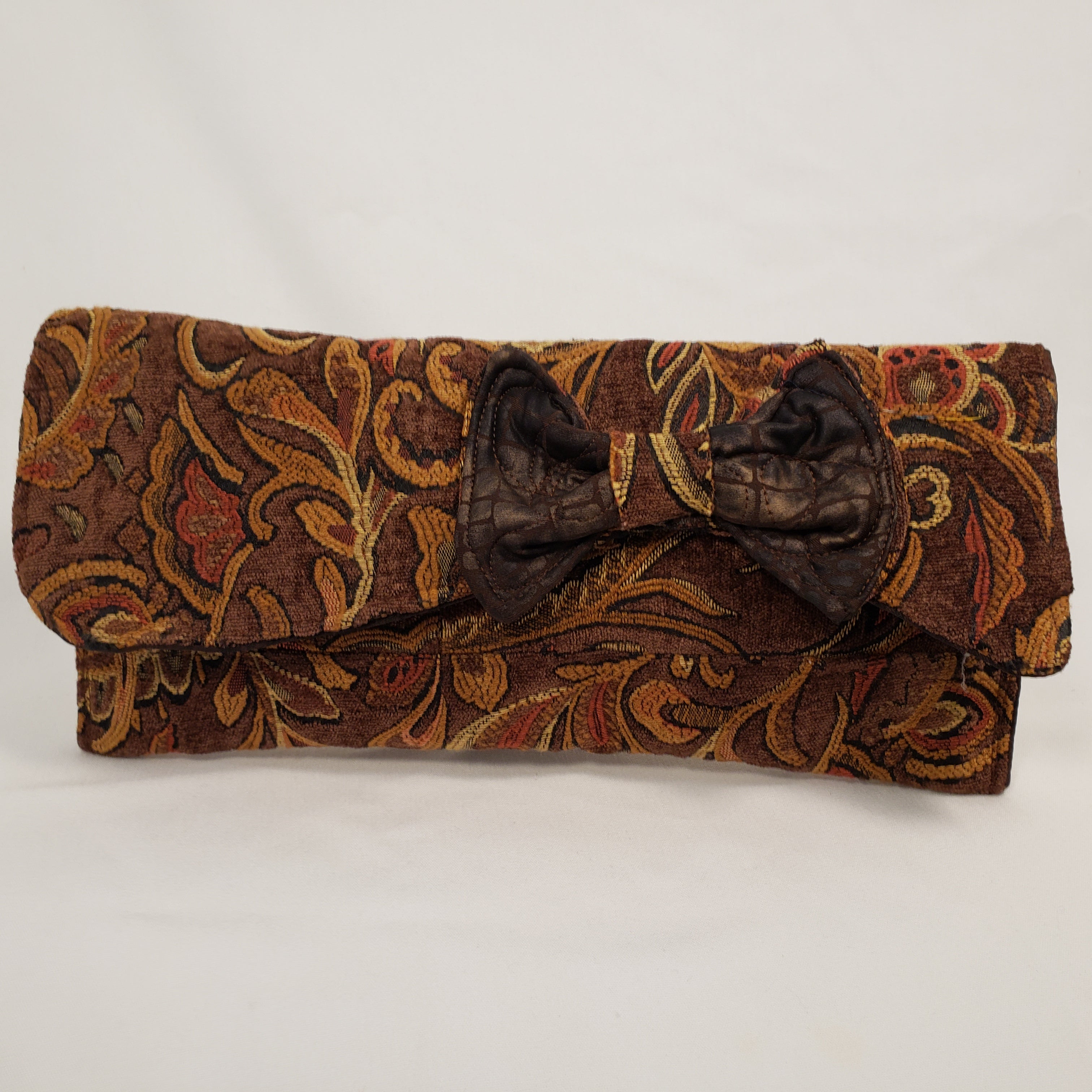 Brown & Mustard Handmade Short Brim Hat & Handbag Set