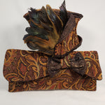 Load image into Gallery viewer, Brown &amp; Mustard Handmade Short Brim Hat &amp; Handbag Set
