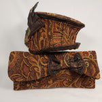 Load image into Gallery viewer, Brown &amp; Mustard Handmade Short Brim Hat &amp; Handbag Set
