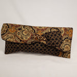 Load image into Gallery viewer, BLACK &amp; GOLD Handmade Brocade Short Brim Hat &amp; Handbag Set
