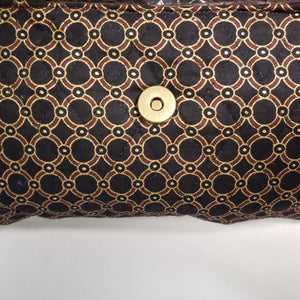 BLACK & GOLD Handmade Brocade Short Brim Hat & Handbag Set