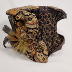Load image into Gallery viewer, BLACK &amp; GOLD Handmade Brocade Short Brim Hat &amp; Handbag Set
