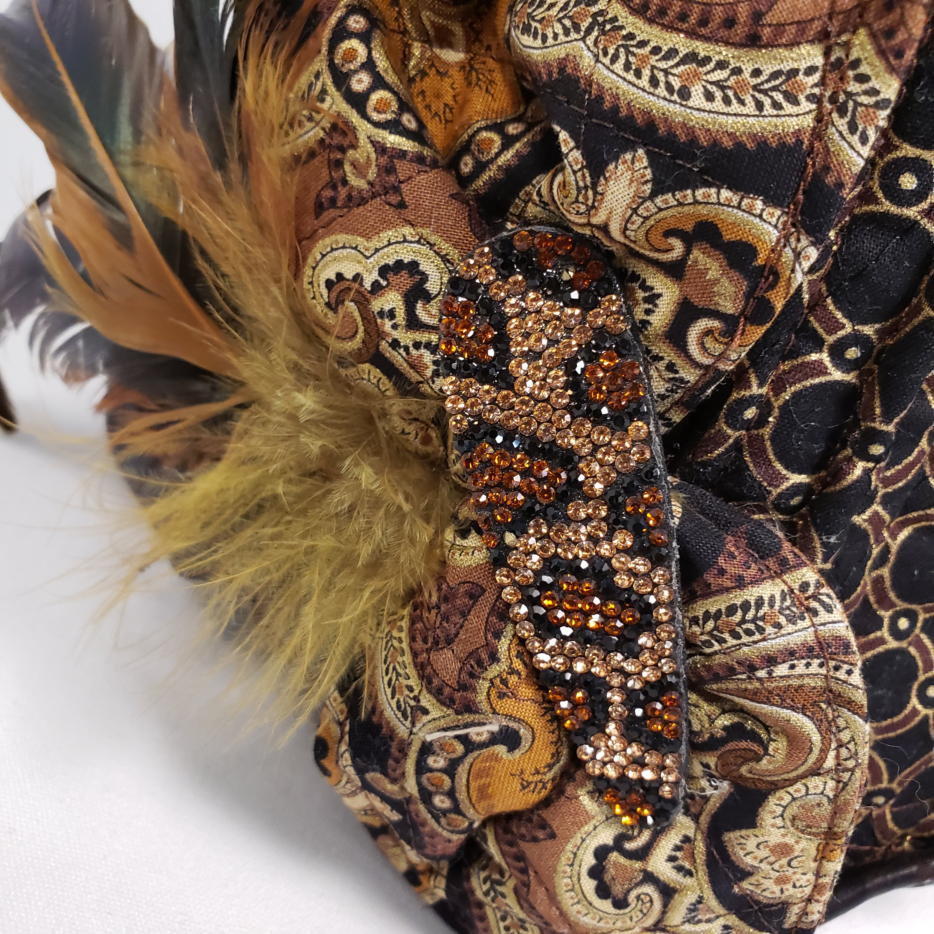 BLACK & GOLD Handmade Brocade Short Brim Hat & Handbag Set