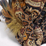 Load image into Gallery viewer, BLACK &amp; GOLD Handmade Brocade Short Brim Hat &amp; Handbag Set
