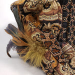 Load image into Gallery viewer, BLACK &amp; GOLD Handmade Brocade Short Brim Hat &amp; Handbag Set
