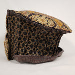Load image into Gallery viewer, BLACK &amp; GOLD Handmade Brocade Short Brim Hat &amp; Handbag Set
