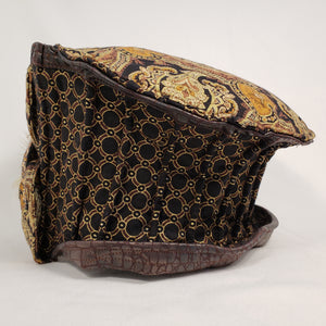 BLACK & GOLD Handmade Brocade Short Brim Hat & Handbag Set