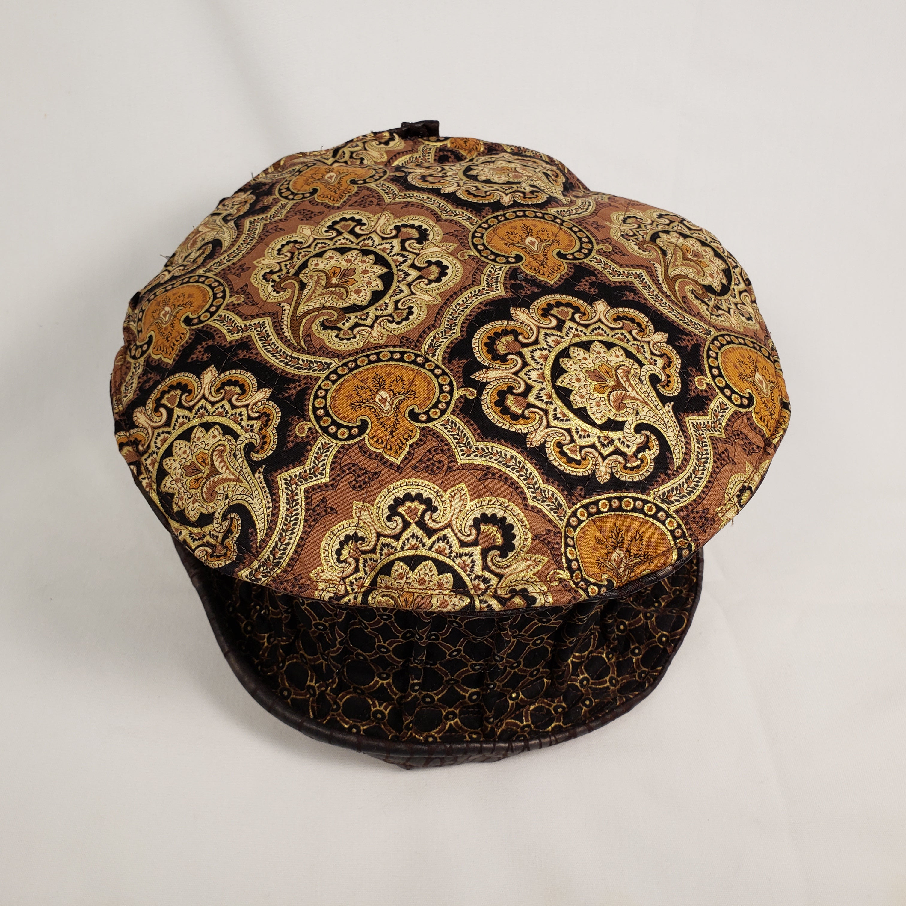 BLACK & GOLD Handmade Brocade Short Brim Hat & Handbag Set