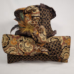 Load image into Gallery viewer, BLACK &amp; GOLD Handmade Brocade Short Brim Hat &amp; Handbag Set
