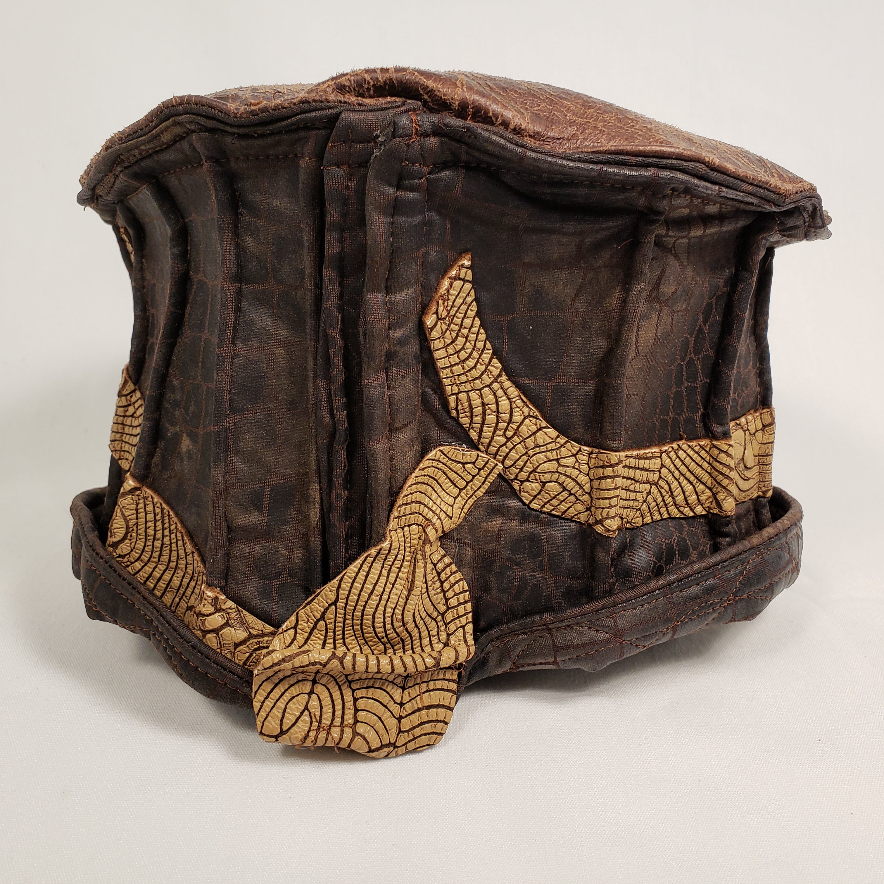 Handmade Short Brim Faux Leather Hat (Front)
