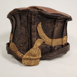Handmade Short Brim Faux Leather Hat (Front)