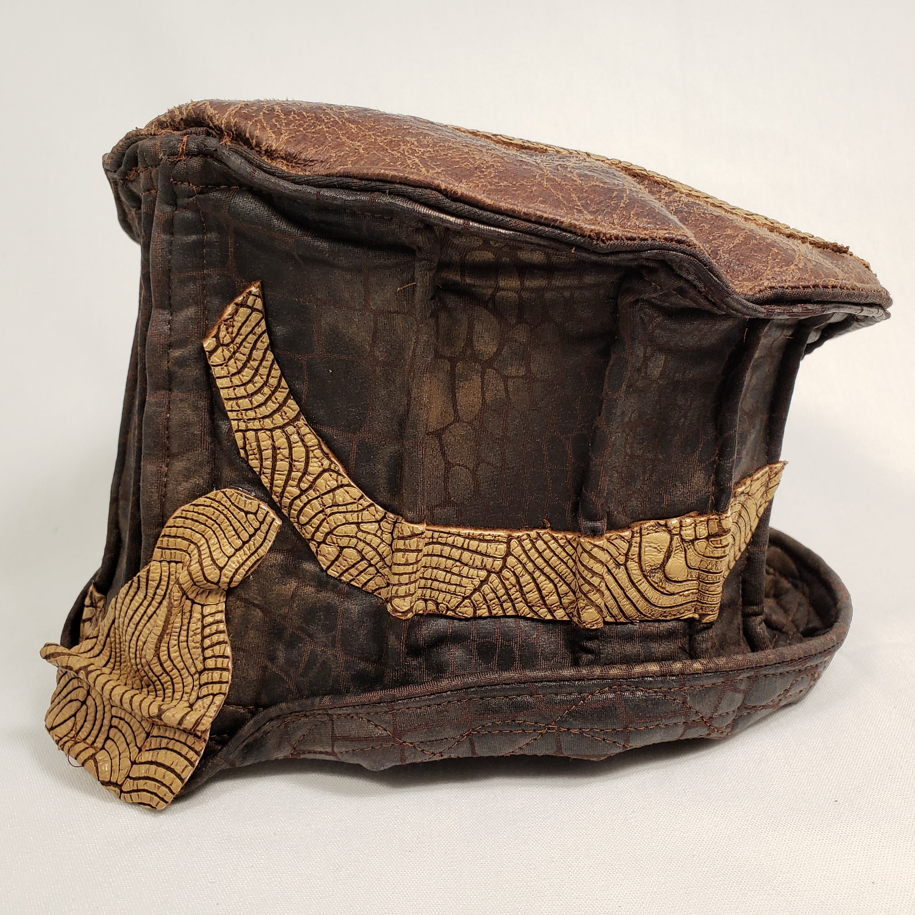 Handmade Short Brim Faux Leather Hat (Side)