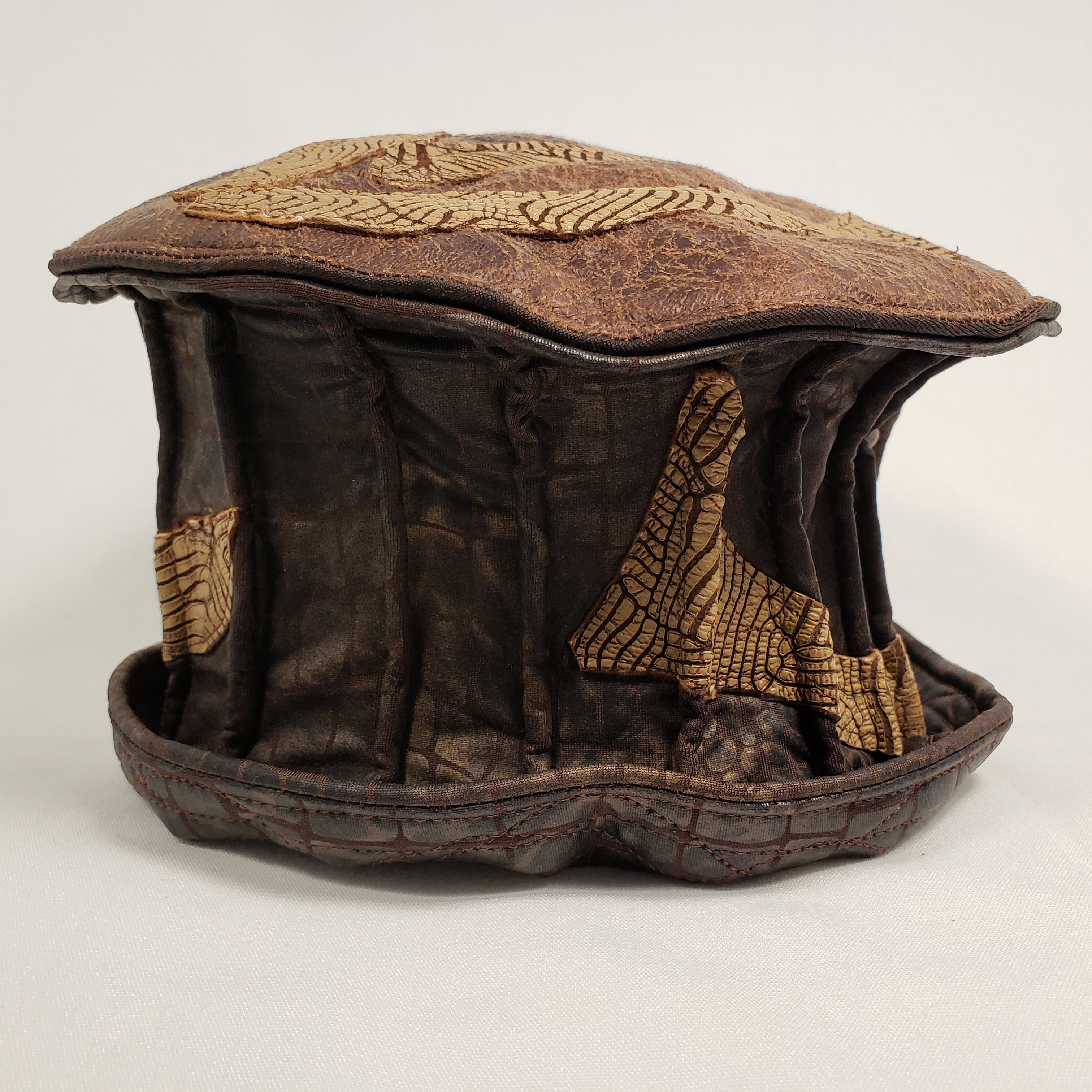 Handmade Short Brim Faux Leather Hat (Back)
