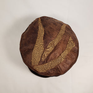 Handmade Short Brim Faux Leather Hat (Top)