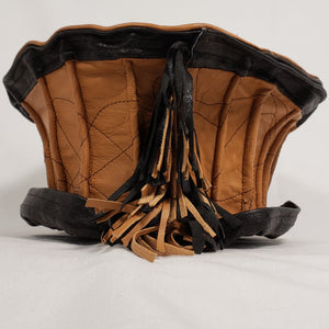 Handmade Short Brim Leather Hat (Front)