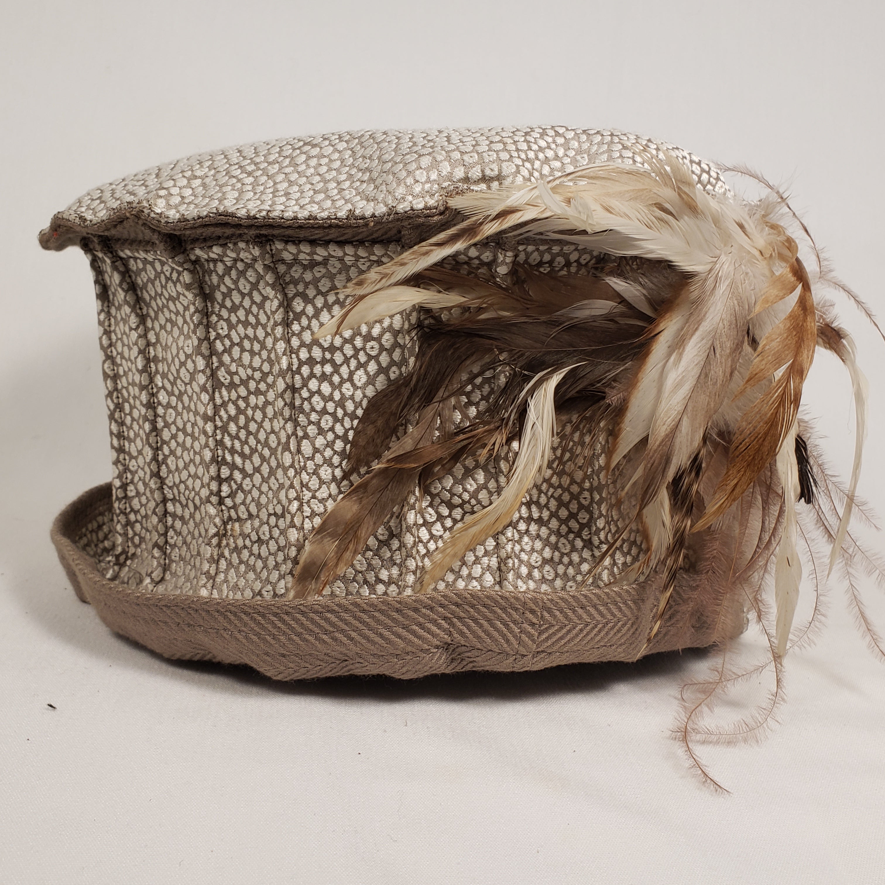 Beige & Cream Short Brim Hat (Side)