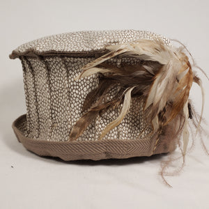 Beige & Cream Short Brim Hat (Side)