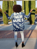 Load image into Gallery viewer, &quot;SAY THEIR NAMES&quot; Hand Bleached Women&#39;s Denim Jacket
